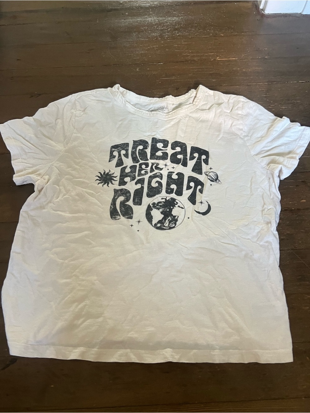Universal Thread Cream Graphic Tee with Subtle Black Logo